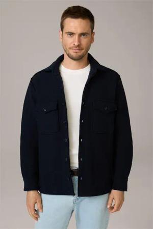 Woll-Overshirt Orio mit aufgesetzten Brusttaschen in Navy