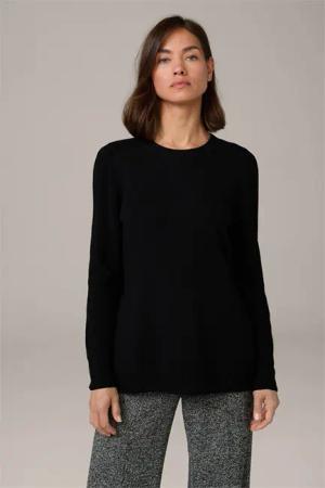 Merino-Strick-Pullover in Schwarz