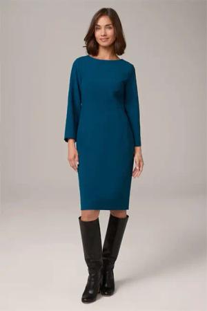 Crêpe-Etui-Kleid in Petrol