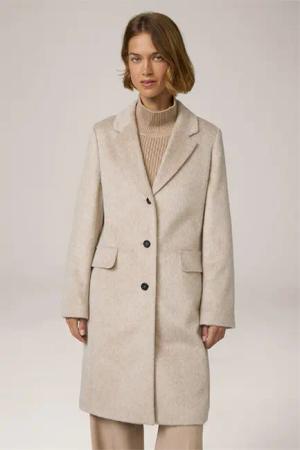 Brushed-Alpakamix-Blazer-Mantel in Hellbeige meliert