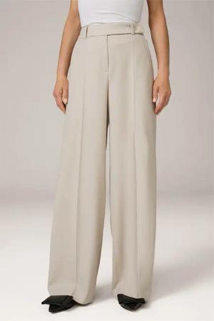 Schurwollstretch-Palazzo-Hose in Beige