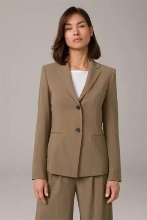 Wollcrêpe-Blazer in Dunkelbeige