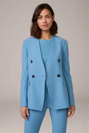 Crêpe-Doppelreiher-Blazer in Blau