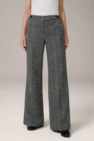 Tweed-Marlene-Hose in Schwarz-Ecru gemustert