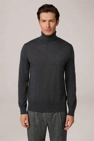 Woll-Rollkragen-Pullover Nando mit Cashmere und Seide in Anthrazit