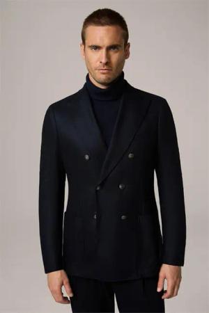 Cashmere-Baukasten-Doppelreiher-Sakko Salino in Navy