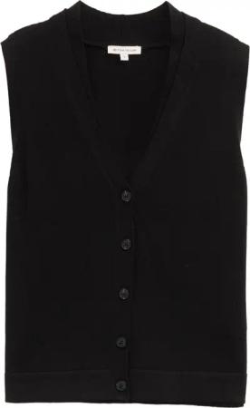 TOM TAILOR Damen Pullunder mit Knopfleiste, schwarz, Uni, Gr. M