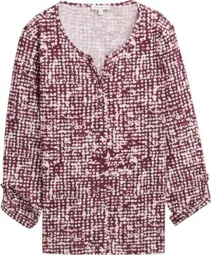 TOM TAILOR Damen Henley Blusenshirt mit Muster, rot, Gemustert, Gr. XS