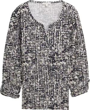 TOM TAILOR Damen Henley Blusenshirt mit Muster, blau, Gemustert, Gr. S