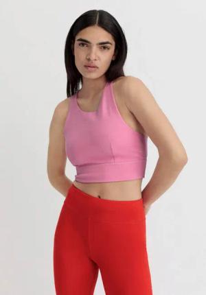 hessnatur Loungewear Bustier Highneck ACTIVE LIGHT aus Bio-Baumwolle - rosa - Größe 44