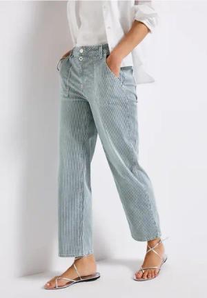 Street One Frauen Gestreifte Jeans in Blau, Gr: 26