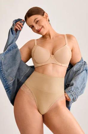 Beige High-Waist Mittlere Kompression Shapewear-Slips