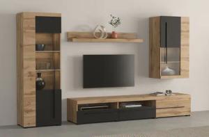 INOSIGN Wohnwand "Roger,Breite 255 cm moderne Mediawand ohne Beleuchtung", (Set, 4 St.), Anbuwand (Set,4-St) viel Stauraum, Glastüren
