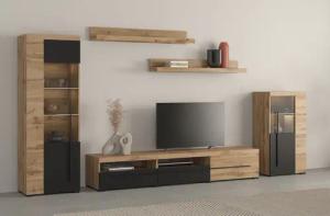 INOSIGN Wohnwand "Roger,Breite 270 cm moderne Mediawand ohne Beleuchtung", (Set, 5 St.), Anbuwand (Set,5-St) viel Stauraum, Vitrinen mit Glastür