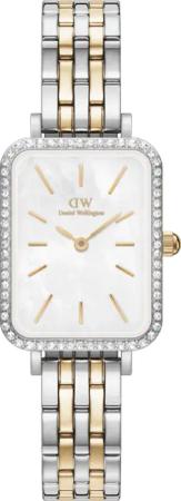 Daniel Wellington DW Uhr Quadro Lumine Bezel 5-Link Two-Tone MOP 20x26mm Silver