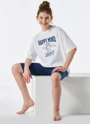 Schlafanzug kurz Organic Cotton College Maus weiß - Nightwear 152