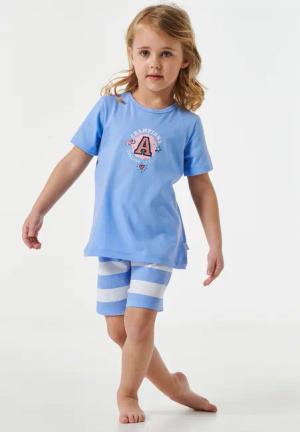 Schlafanzug kurz Blockringel hellblau - Casual World 104