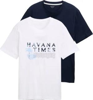 TOM TAILOR Herren T-Shirts im 2er-Pack, blau, Uni, Gr. L