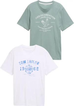 TOM TAILOR Herren T-Shirts im 2er-Pack, grün, Uni, Gr. S