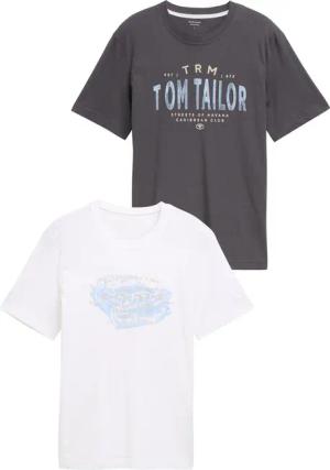 TOM TAILOR Herren T-Shirts im 2er-Pack, schwarz, Uni, Gr. XXXL