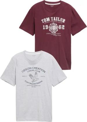 TOM TAILOR Herren T-Shirts im 2er-Pack, rot, Uni, Gr. M