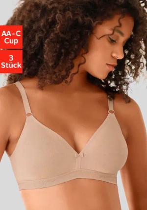 PETITE FLEUR Bralette-BH Damen 1xtoffee+1xschwarz+1xweiß Gr.80AA
