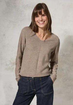 Cecil Damen Strukturmix-Pullover in Beige, Gr: XXL