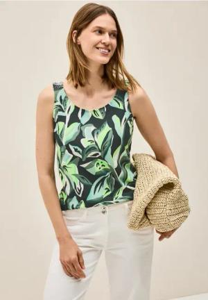 Cecil Damen Top mit Smok-Details in Grün, Gr: 3XL