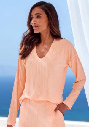 S.OLIVER Damen Pyjamaoberteil orange-meliert Gr.40/42