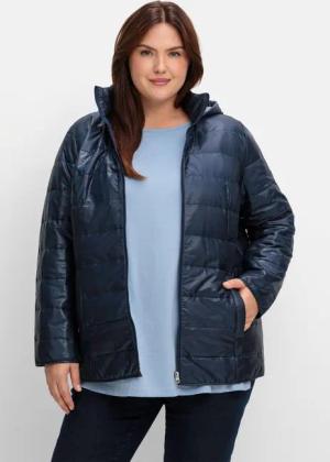 Sheego Leicht wattierte Steppjacke mit Kapuze, marine, Gr.48