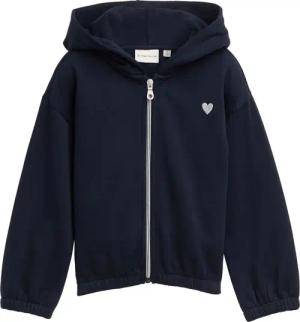 TOM TAILOR Mädchen Cropped Hoodie Sweatjacke mit Stickerei, blau, Uni, Gr. 104/110