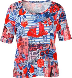 Fein geripptes Halbarm-Shirt mit Italian Print