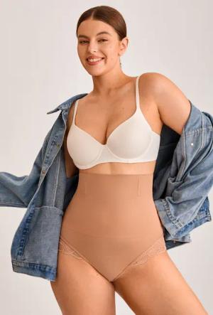 High-Waist Mittlere Kompression Shapewear-Slip in Tan