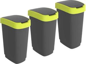 ROTHO Mülleimer Twist 3er-Set Mülleimer 50l
