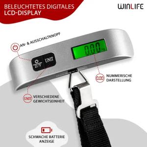 WINLIFE Kofferwaage Digitalwaage Gepäckwaage + Temperatursensor
