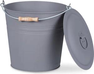relaxdays Aschekasten Grauer Ascheeimer mit Deckel