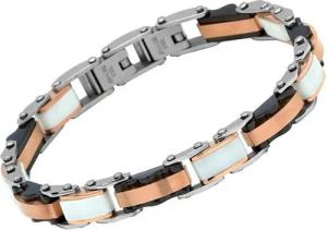 Unique Edelstahlarmband Unique Armband mit schwarz-weißem Keramikbesatz KEB0002