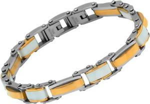 Unique Edelstahlarmband Solides Unique Edelstahlarmband weißer Keramikbesatz KEB0003