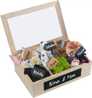SURPRISA Geschenkbox Schotter-Schatulle Geldgeschenk, aus Paulownienholz,