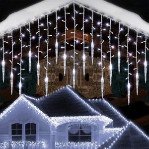 Rosnek LED-Lichtervorhang Eiszapfen-Anhänger, wasserdicht, 8 Modi,