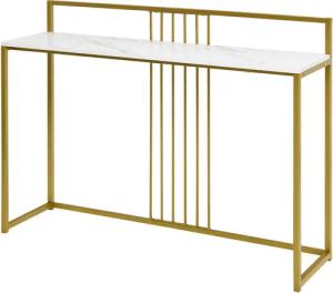 COSTWAY Konsolentisch, Marmoroptik, goldfarbenes Metallgestell, 120cm