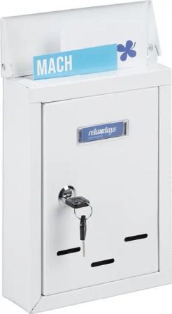 relaxdays Briefkasten mit Namensschild (1-St), Weiß
