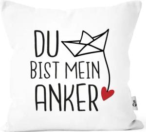 MoonWorks Dekokissen Kissen-Bezug Spruch Liebe du