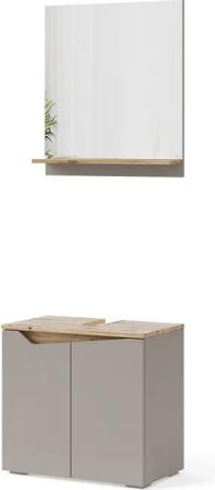 Vicco Badmöbel-Set Marelle, Greige/Artisan-Eiche, 2 Teile,