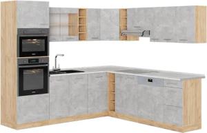 Vicco Winkelküche R-Line, Beton/Goldkraft Eiche, 237