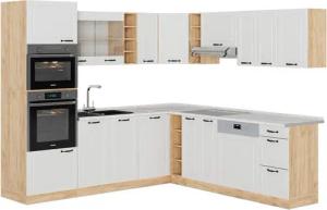 Vicco Winkelküche R-Line, Weiß Landhaus/Goldkraft Eiche,