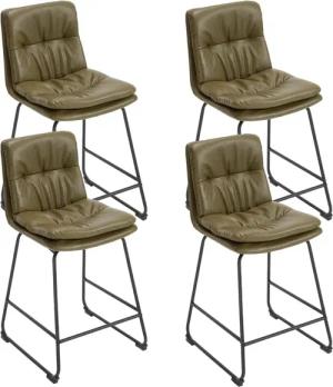WAHSON OFFICE CHAIRS Barhocker 2er Set,PU-Leder/Kunstfell