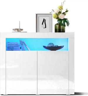 SONNI Kommode Sideboard Weiß Hochglanz mit