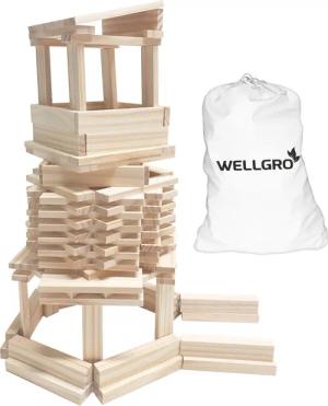 Wellgro Natur Holzbausteine Spielbausteine, (350 St)
