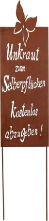UNUS GARDEN Gartenstecker Roststecker Schild Spruch